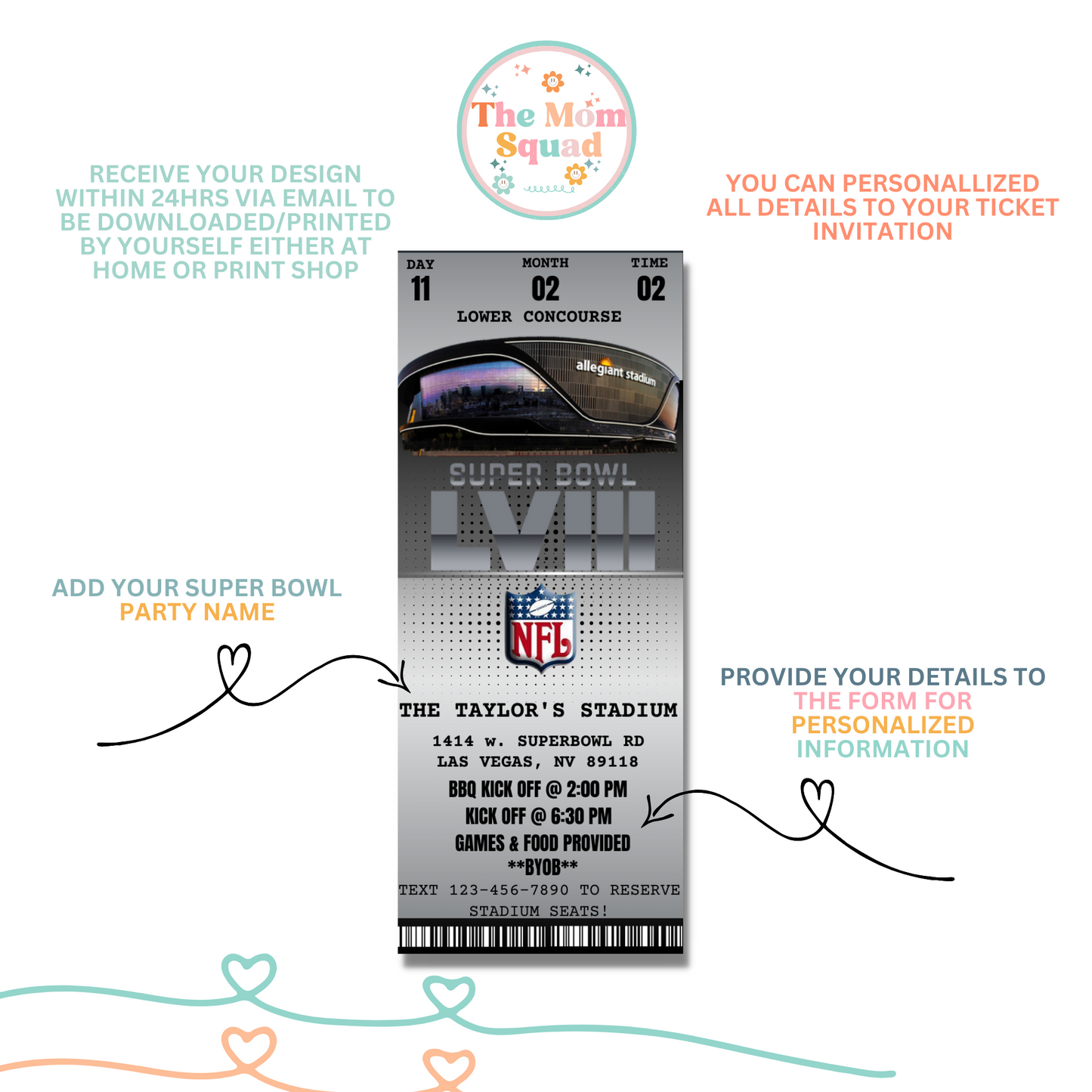 Super Bowl Party Ticket Invitation - Score Your Spot at the Ultimate Super Bowl Watch Party: Touchdowns, Tailgates, and Unmatched Excitement Await!