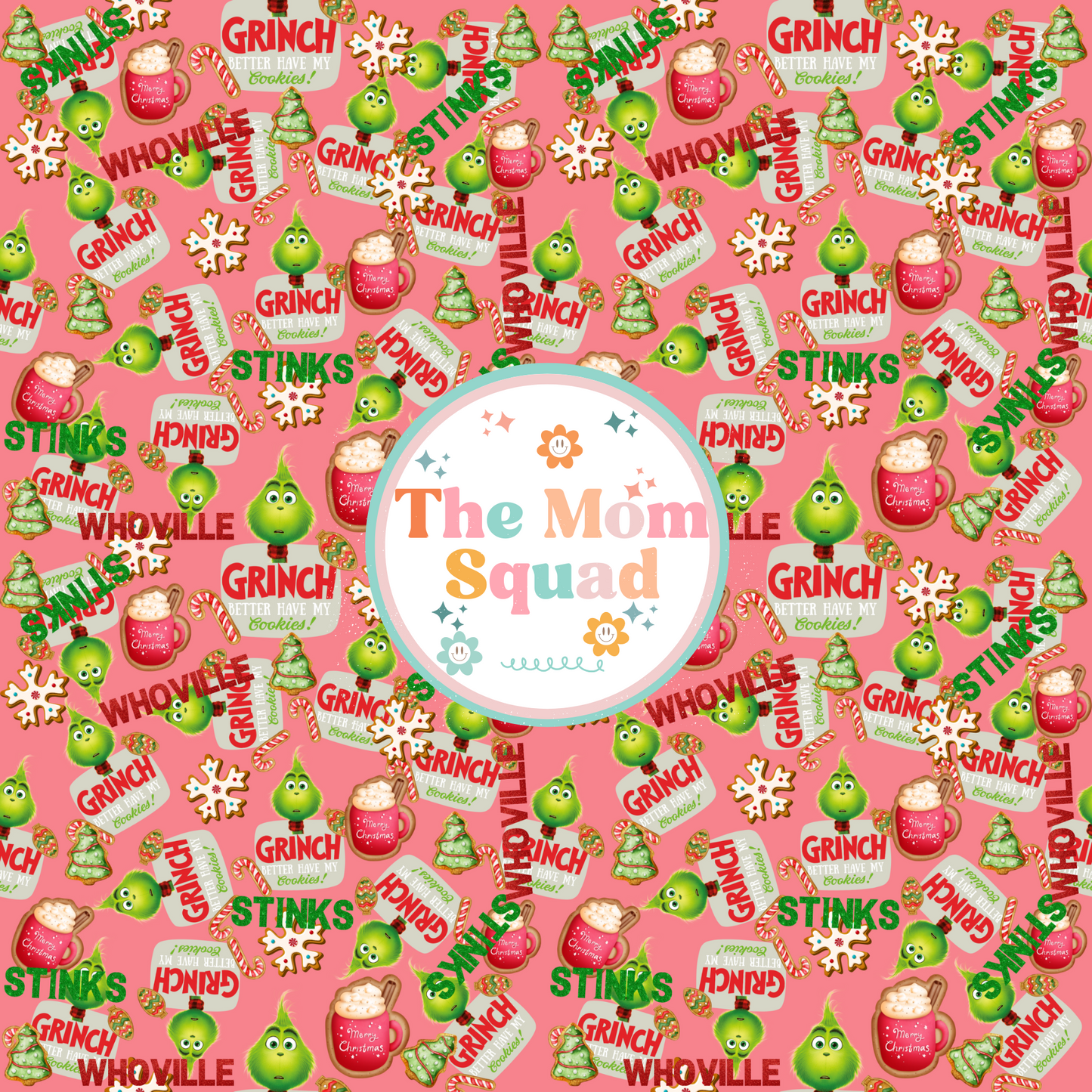 Whoville The Grinch Seamless Christmas Pattern 12" x 12" Instant Download Printable Paper Design