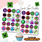 20 Printable Minecraft Dungeons & Dragons Cupcake Toppers | Pixel-Perfect Gaming Party Décor Instant Download