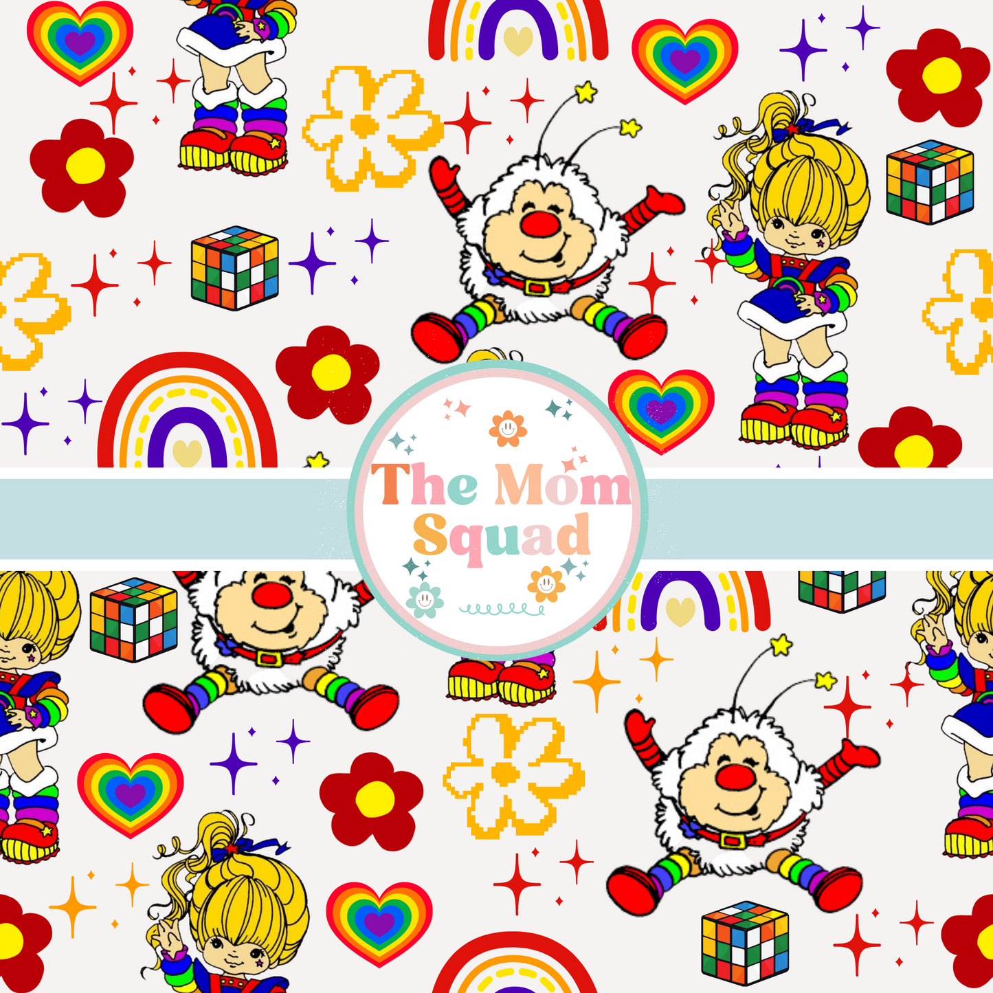 80's Rainbow Brite & Twink Cartoon Seamless Pattern: 12" x 12" Instant Download Digital Paper
