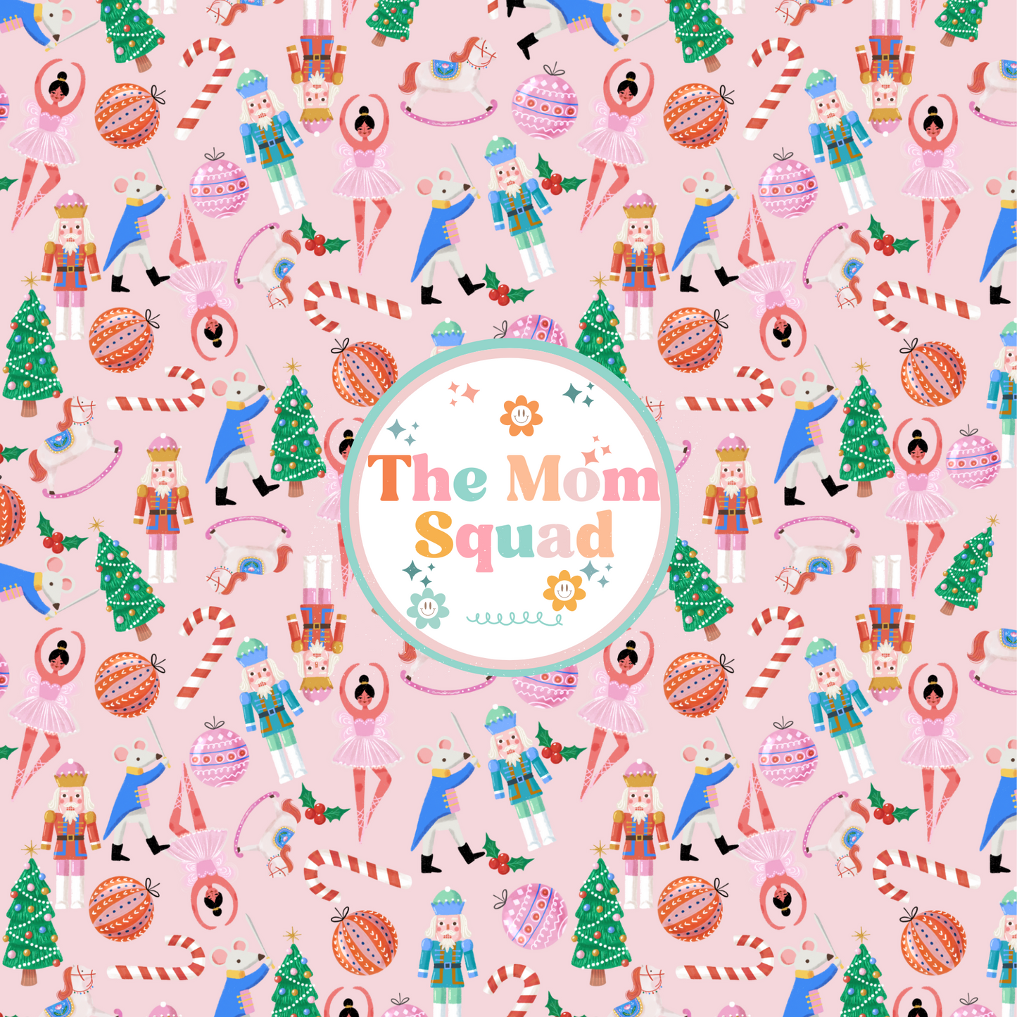 Pink Nutcracker Wonderland: Festive Seamless Christmas Pattern for a Touch of Grace and Glamour in Your Holiday Crafts!