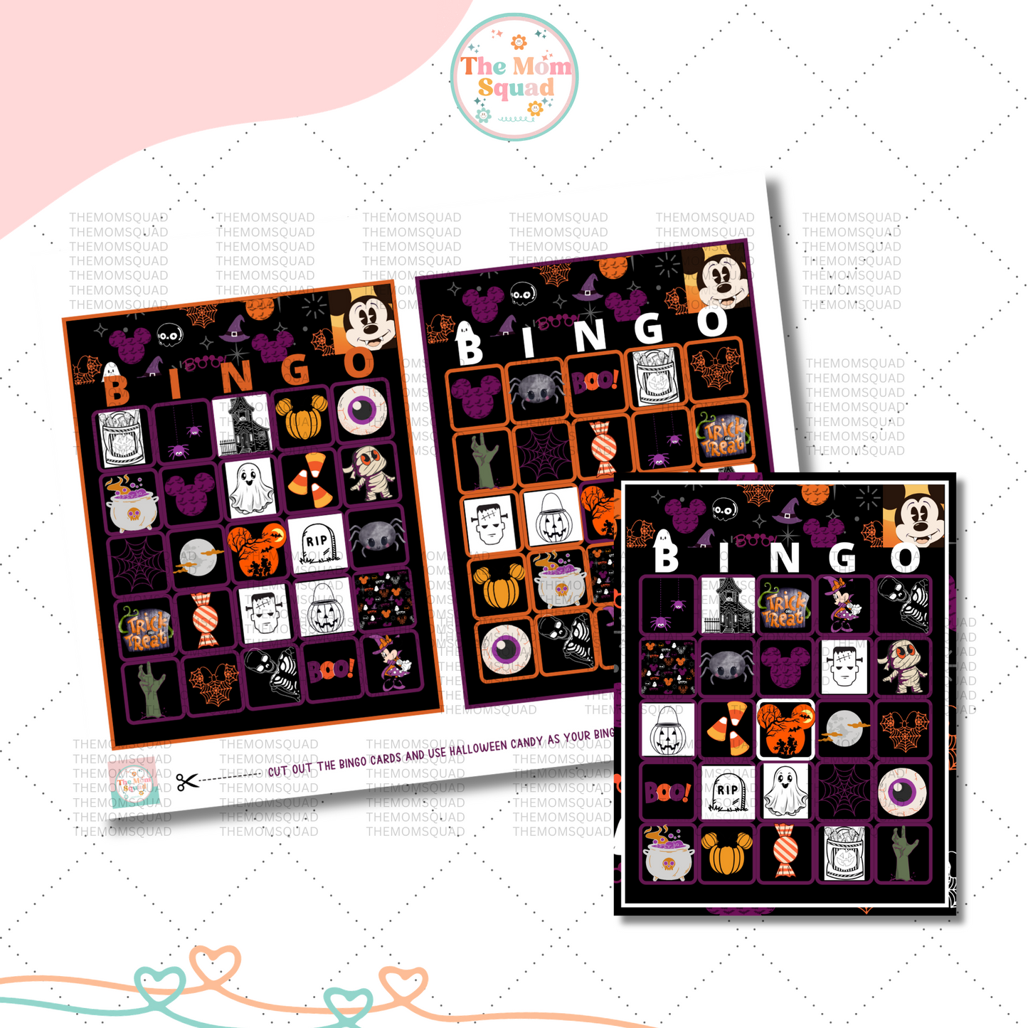 Spooky Fun: Mickey & Minnie Mouse Halloween Printable Bingo Game with 6 Unique Bingo Cards