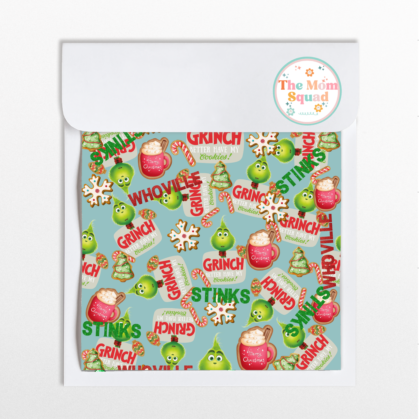 Blue Whoville The Grinch Seamless Christmas Pattern 12" x 12" Instant Download Printable Paper Design