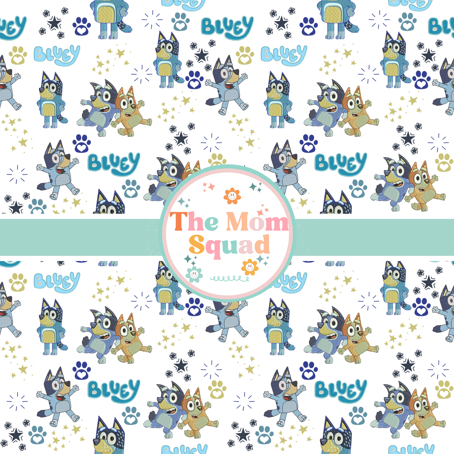 Charming 12" x 12" Bluey Embroidery Seamless Pattern: Instant Download Delight! Bluey & Bingo Seamless Pattern Digital Paper