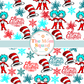 Deck the Halls with Cheer: Thing 1 Thing 2 Seamless Merry Christmas Pattern – Festive and Fun Holiday Decor Delight!