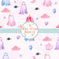 Pastel Pink, Blue, and Purple Halloween Ghost Seamless File Pattern: Instant Download Digital Paper