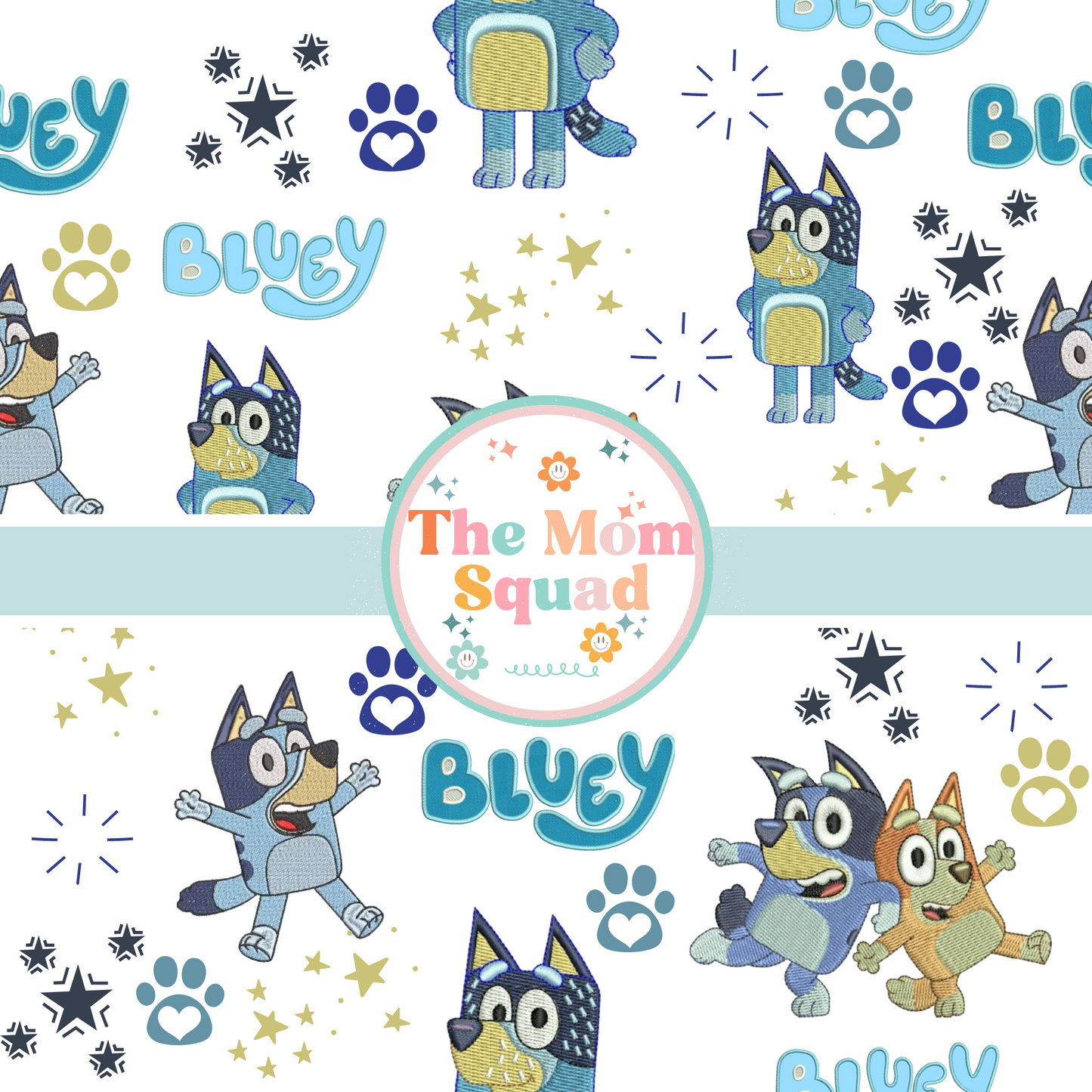Charming 12" x 12" Bluey Embroidery Seamless Pattern: Instant Download Delight! Bluey & Bingo Seamless Pattern Digital Paper