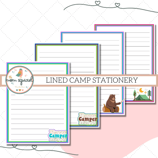Whimsical Camp Adventure: Set of 4 Instant Download Printable Letters from Camp Stationery