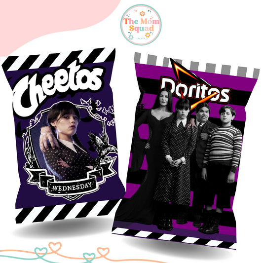 Wednesday Addams Party Chip Bag Wrapper Printable | 8.5" x 11" | Instant Download PDF