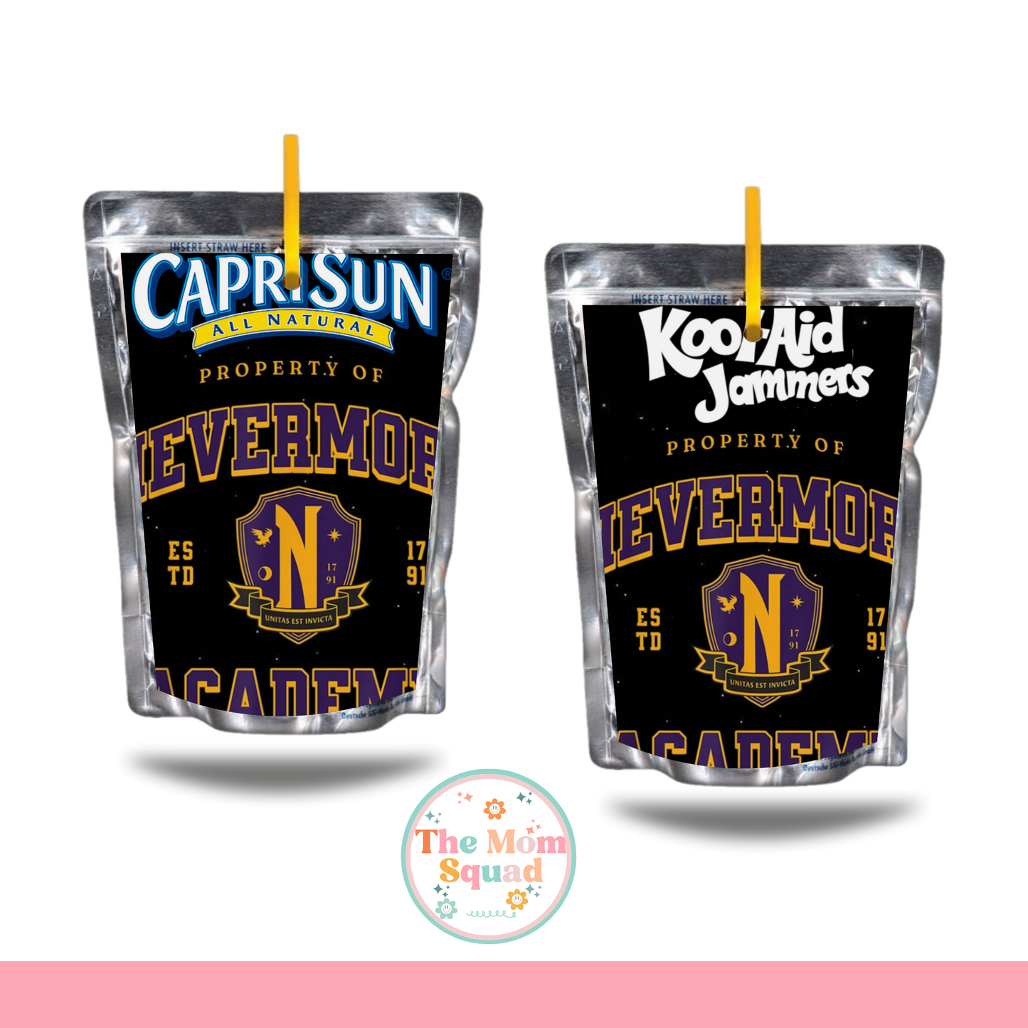 Wednesday Addams Nevermore Academy Capri Sun & Kool-Aid Jammer Label Printables: Instant Download